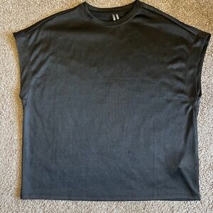 Anthropologie Womens Black Sheer Sleeveless Top Boxy Tee‎ Shirt Size Medium